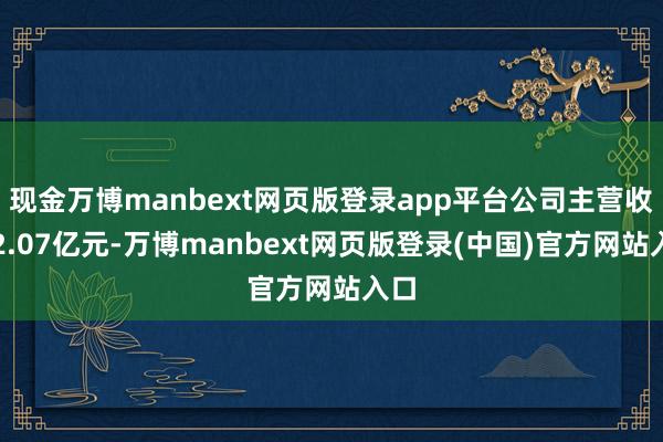 现金万博manbext网页版登录app平台公司主营收入2.07亿元-万博manbext网页版登录(中国)官方网站入口
